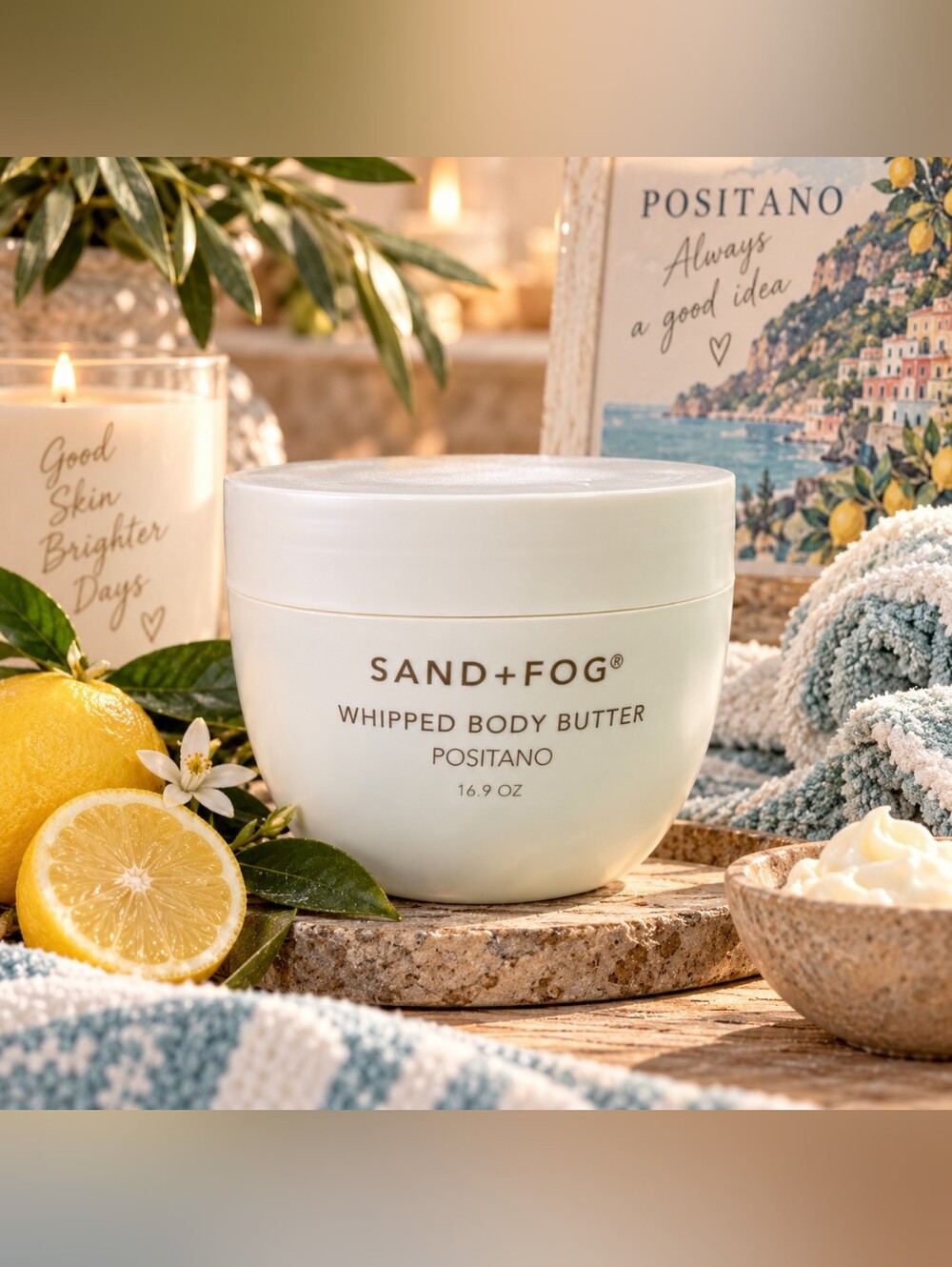 Sand + Fog Positano Whipped Body Butter 16.9 oz Shea Jojoba